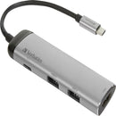 VERBATIM HUB USB-C 2XUSB3 1XHDMI 1XUSB-C PD 100W ALUMINIO