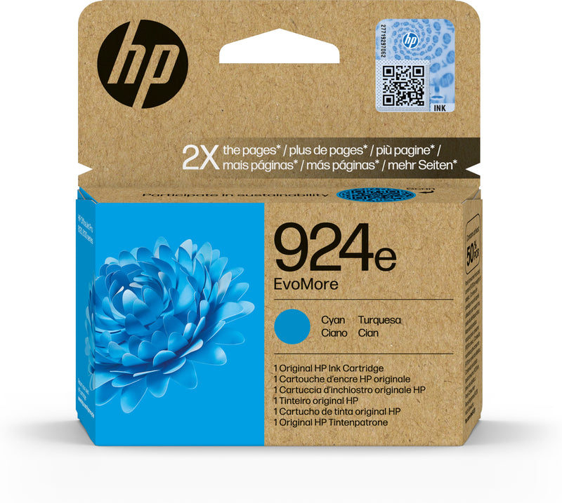 HP 924e EvoMore Cyan Original Ink Cartridge tinteiro 1 unidade(s)