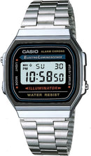 RELOGIO DIGITAL CASIO VINTAGE ICONIC A168WA-1YES 38MM PRETO E PRA