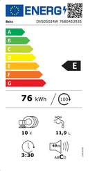 MÁQUINA DE LAVAR LOUÇA BEKO 5 PROGRAMAS 45CM 10 TALHERES