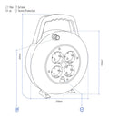 ENROLADOR DE CABOS PARA LAR 10M DE CABO 3X1MM 4 TOMADAS T/TL EDM