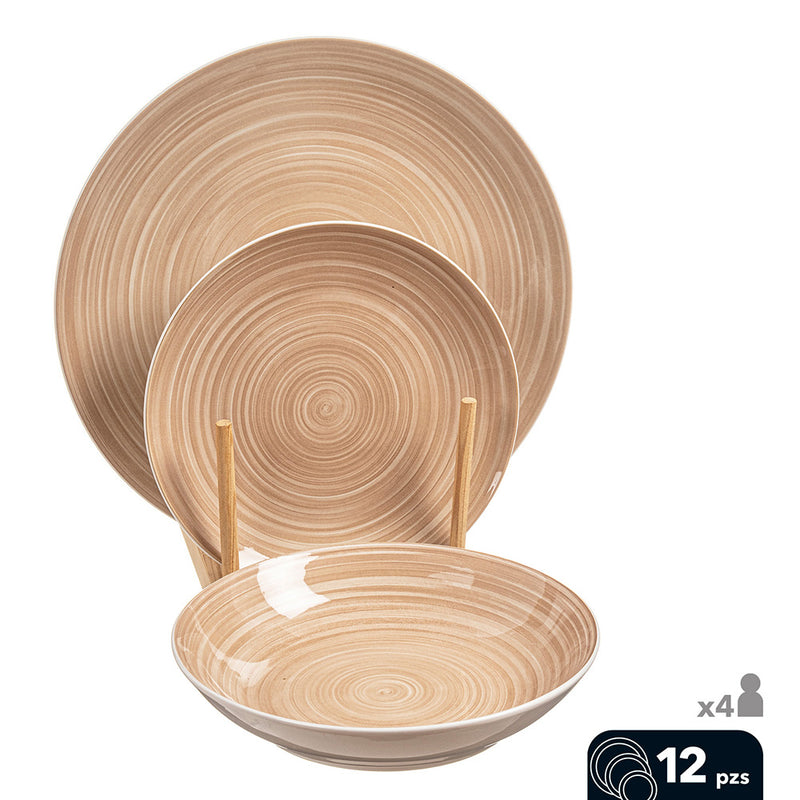 SERVIÇO DE LOIÇA 12 PEÇAS DE PORCELANA AURORA 26,5 / 20 / 19CM CA