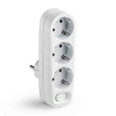 ADAPTADOR DE 3 TOMADAS 2P+T SCHUKO COM INTERRUPTOR IP20 BRANCO