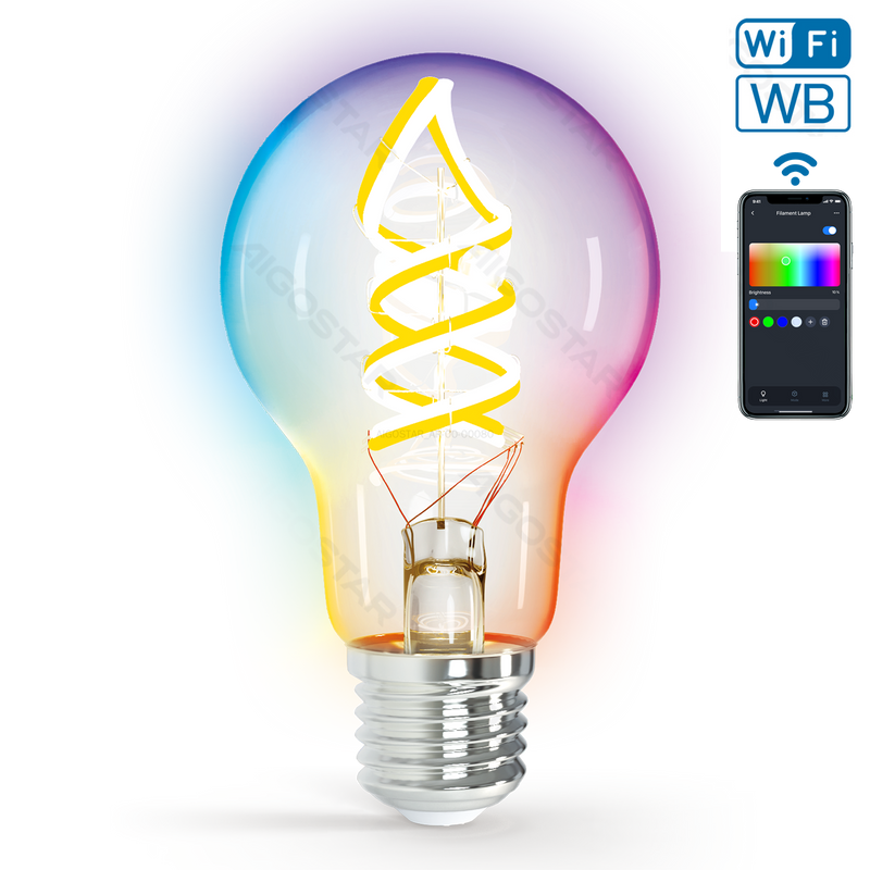 WIFI WB LÂMPADA INTELIGENTE DE FILAMENTOS A60 E27 4.9W RGBW