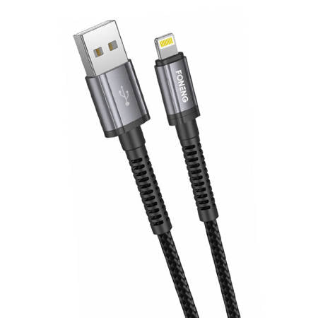 CABO USB PARA LIGHTNING FONENG X83, 2,1A, 1M (PRETO)