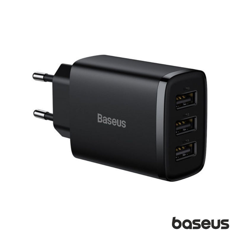 ALIMENTADOR COMUTADO 3XUSB-A 17W PRETO BASEUS