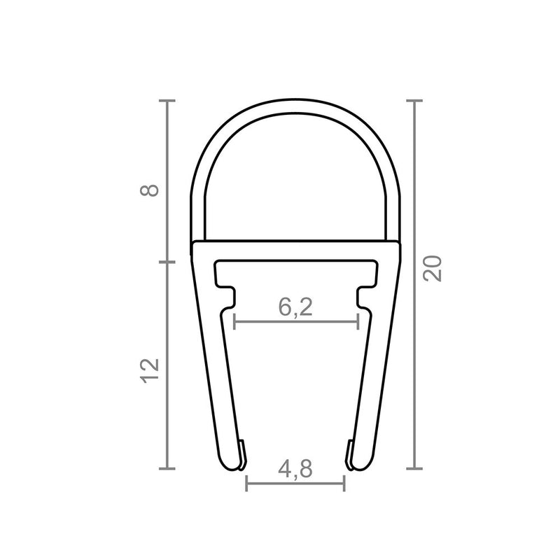 PERFIL ARCO PARA DUCHE PF3 10,2X20MM TR 18525 MICEL