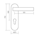 MAÇANETA PARA PORTA CORTA FOGOS 172X46,5MM EDM