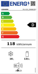 MINI FRIGORÍFICO COM CONGELADOR DE ENCASTRE LIEBHERR IRD 4021