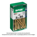 CAIXA 20 UNID. PARAFUSO MADEIRA SPAX CABEZA PLANA YELLOX 3,5X50MM