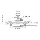 VENTILADOR DE TETO, LED 3 CCT, PÁS RETRÁTEIS 48 W, 5280 LM, BRANC
