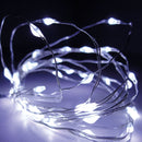 GRINALDA BRANCO FRIO 40 LEDS A PILHAS COM CABO ARAME PRATEADO IP2