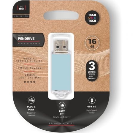 PENDRIVE 16GB TECH ONE TECH BASIC USB 2.0 AZUL CIELO