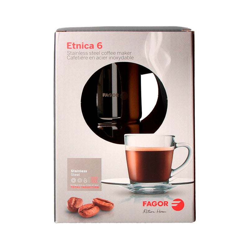 CAFETEIRA ETNICA 6 CHÁVENAS INOX 18/10 FAGOR