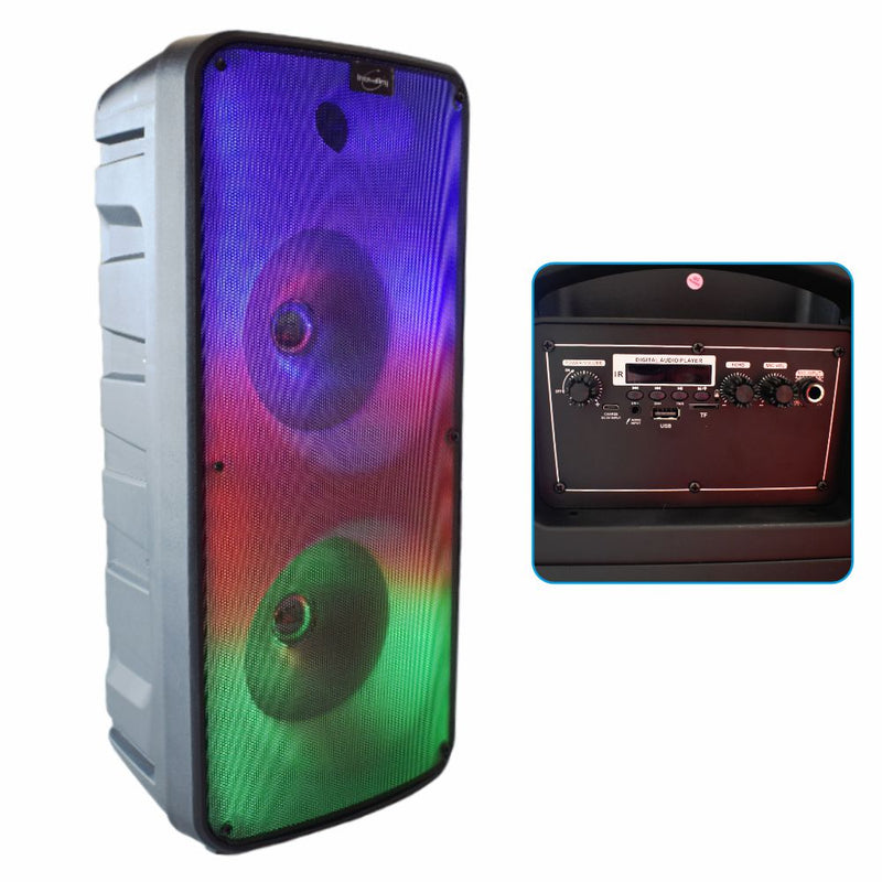 COLUNA AMPLIFICADA 2X8" USBSDAUXBT LED RGB TWS