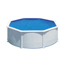 PISCINA DE PAREDE DE AÇO REDONDA COM CHAPA BRANCA 370 X 122 CM