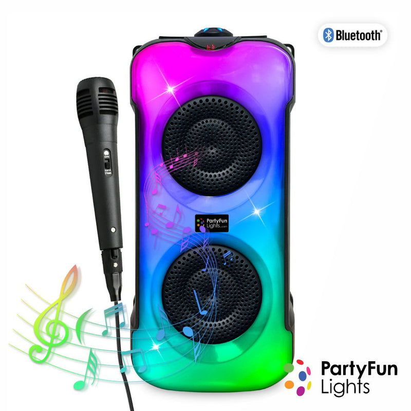 COLUNA C MICROFONE 2X10W USBBTSDAUXFM LED PARTYFUN