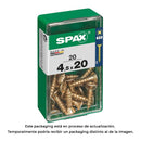 CAIXA 20 UNID. PARAFUSO MADEIRA CABEZA PLANA YELLOX 4,5X20MM SPAX