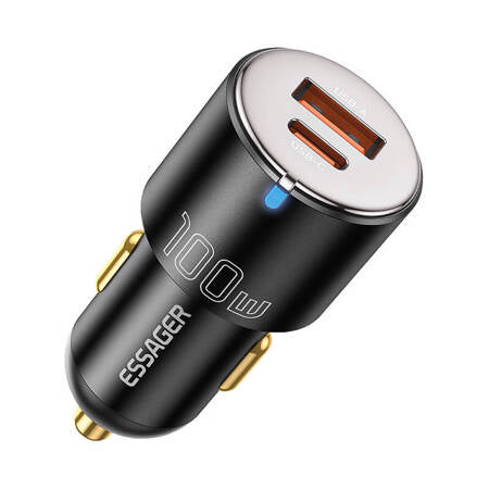 CAR CHARGER USB-A+USB-C 100W ESSAGER (BLACK)