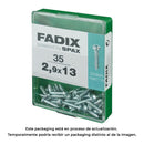 CAIXA M 35 UNID. PARAFUSO ROSCA CHAPA CR ZINCO 2,9X13MM FADIX