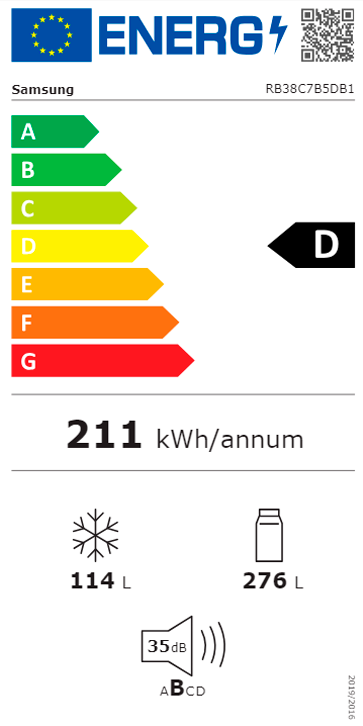 FRIGORÍFICO COMBINADO SAMSUNG RB38C7B5DB1( NO FROST  - PRETO MATE