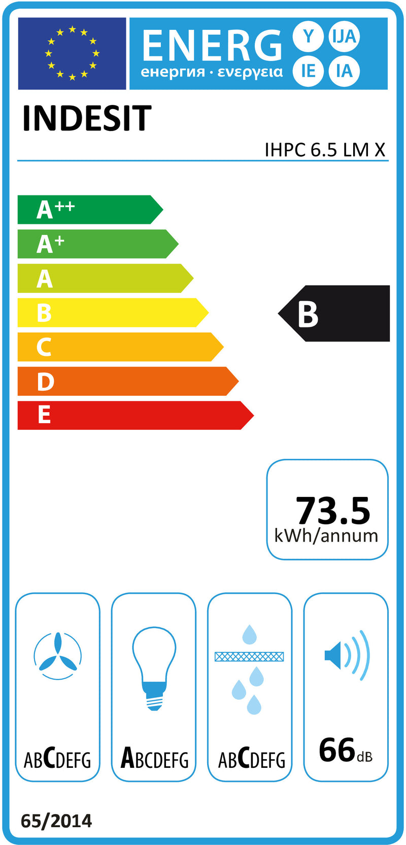 Indesit IHPC 6.5 LM X exaustor para cozinha Montado na parede Aço