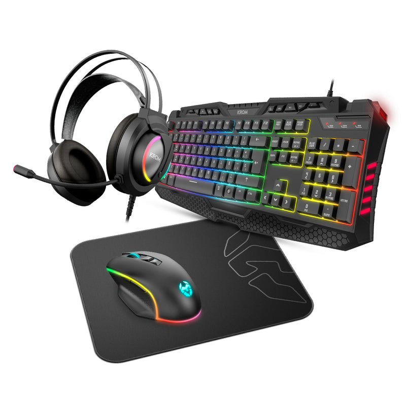 TECLADO NOX KROM KRITIC RGB RAINBOW GAMING KIT PT - NXKROMKRITICP