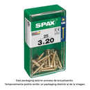 CAIXA 25 UNID. PARAFUSO MADEIRA SPAX CABEZA PLANA YELLOX 3,0X20MM