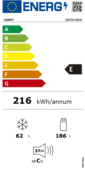 Candy Fresco CBT5518EW frigorífico e congelador Embutido 248 l Br