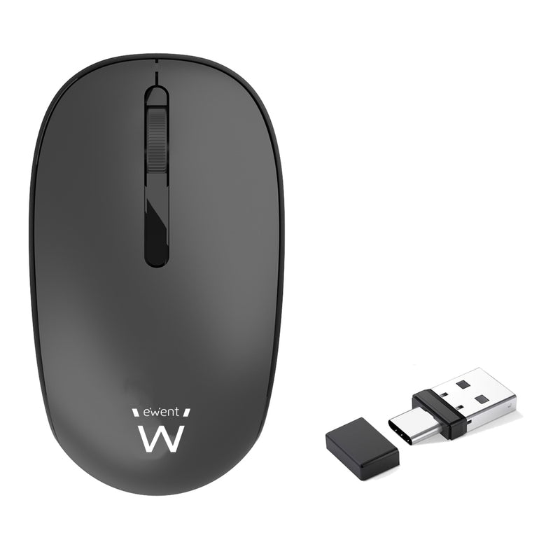 EWENT SILENT CLICK WIRELESS MOUSE WITH COMBO USB A+C RECEIVER AND