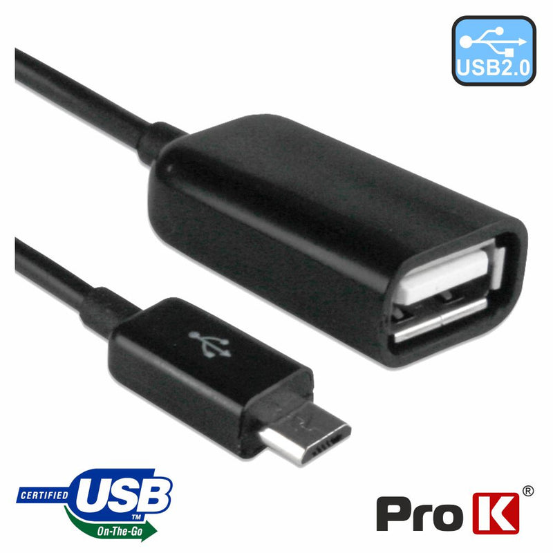 CABO ADAPTADOR USB-A 2.0 FÊMEA  MICRO USB-B MACHO OTG