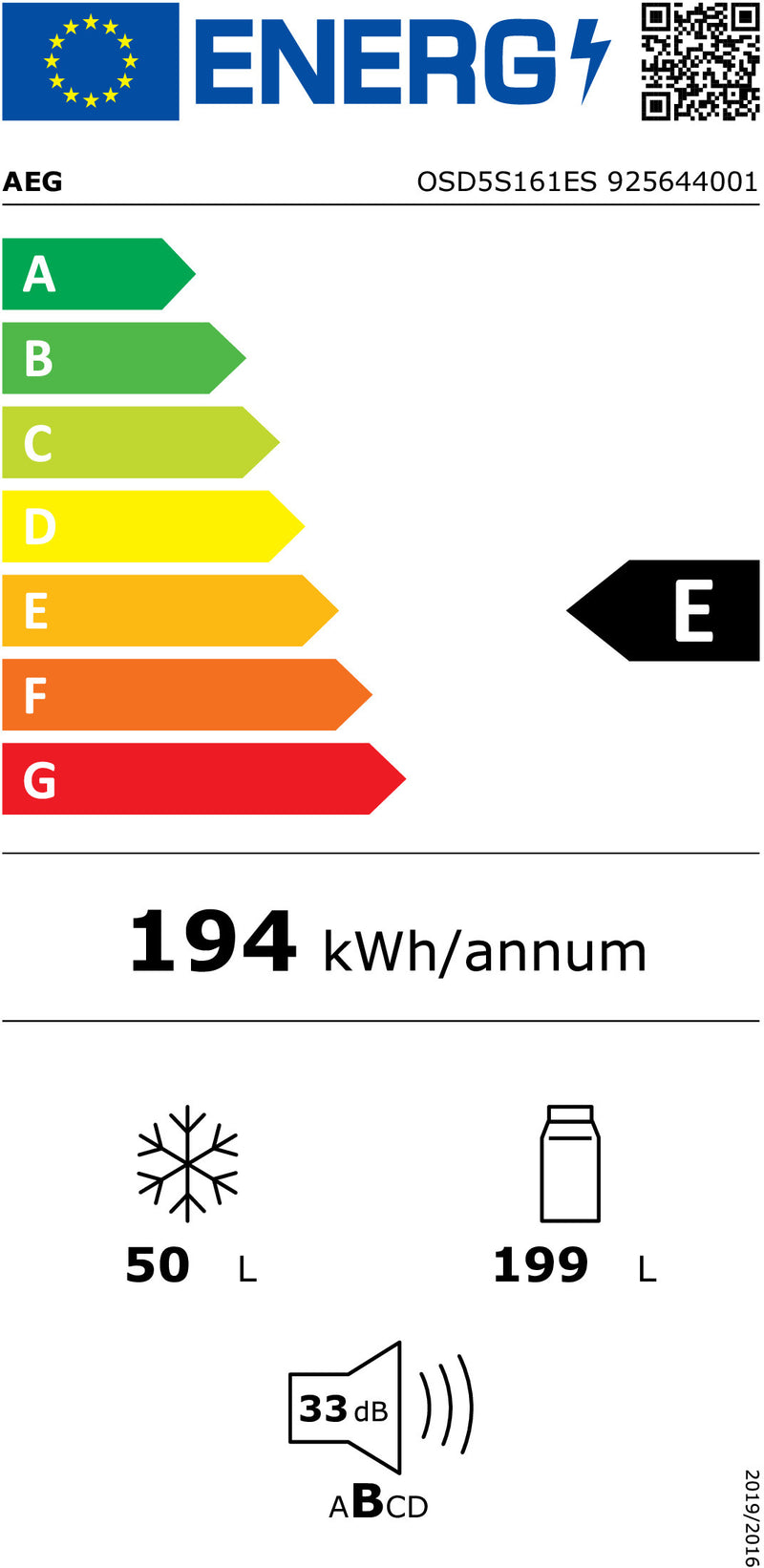 FRIGORÍFICO DE ENCASTRE AEG OSD5S161ES( LOW FROST  - BRANCO  - 24