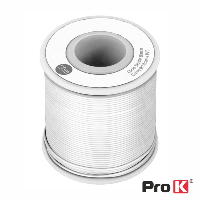 CABO MULTIFILAR BRANCO 0.8MM ROLO 20M PROK