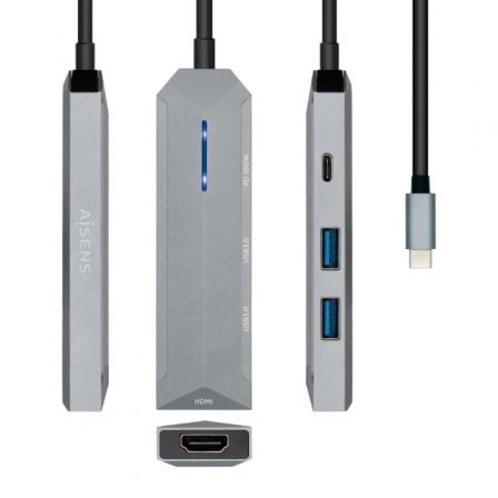 AISENS ASUC-4P002-GR base & duplicador de portas Com fios USB 3.2