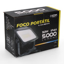 PROJETOR LED RECARREGÁVEL 50W 5.000LM 12.000MAH 6.500K EDM
