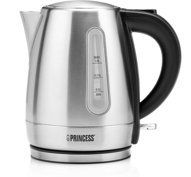 Princess 236023 chaleira elétrica 1 l 2200 W Preto, Aço inoxidáve