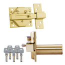 FECHO CS88L M50. ACABAMENTO EM LATÃO. CILINDRO 50MM. COM 5 CHAVES