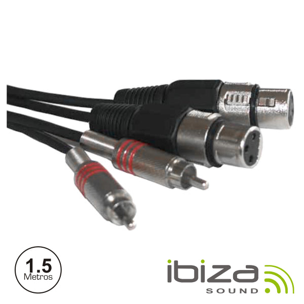 CABO 2-XLR 3P FÊMEA  2-RCA MACHO 1.5M IBIZA