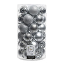 PACK DE 37 BOLAS DECORATIVAS PRATEADAS, Ø6CM. DECORIS