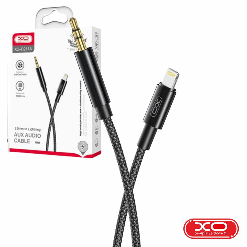 ADAPTADOR LIGHTNING MACHO P JACK 3.5MM MACHO PRETO XO