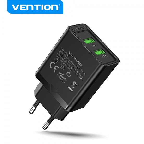 NUCLEO VENTION FBAB0-EU 2XUSB 18W PRETO