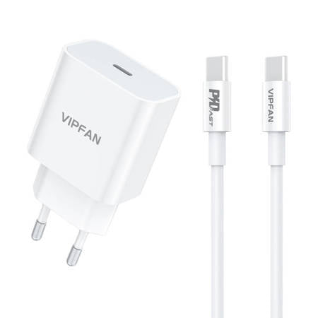 CARREGADOR VIPFAN + CABO USB-C (BRANCO)