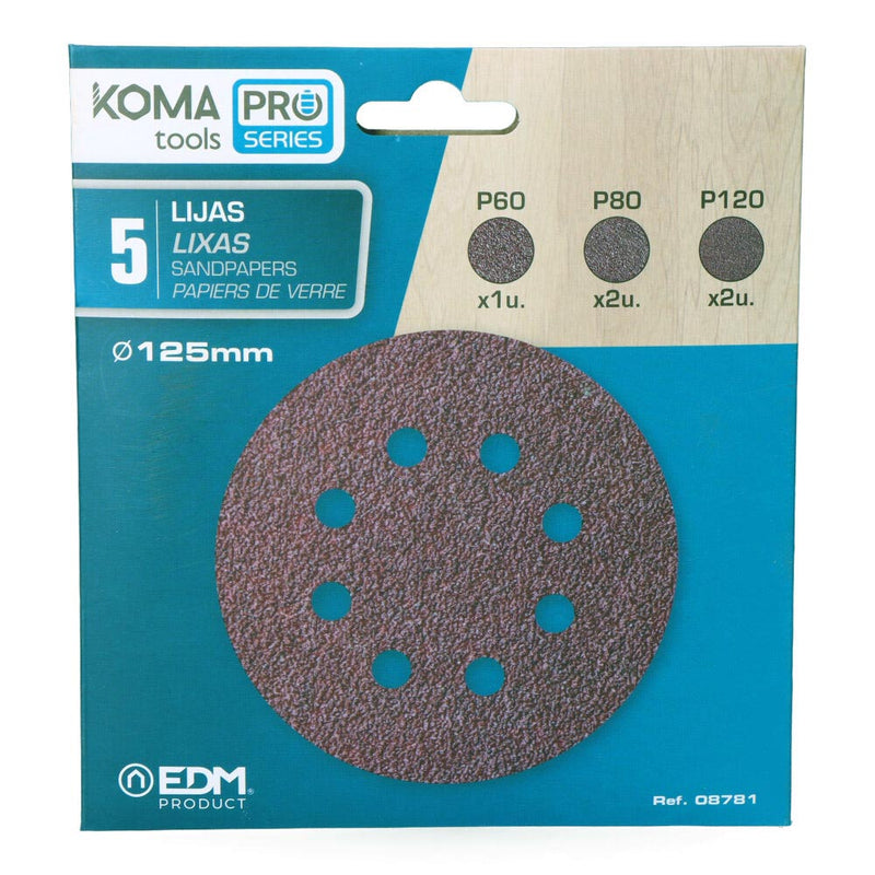 KIT 5 LIXAS SOBRESSELENTE PARA LIXADOR EXCÊNTRICO 08780 KOMA TOOL