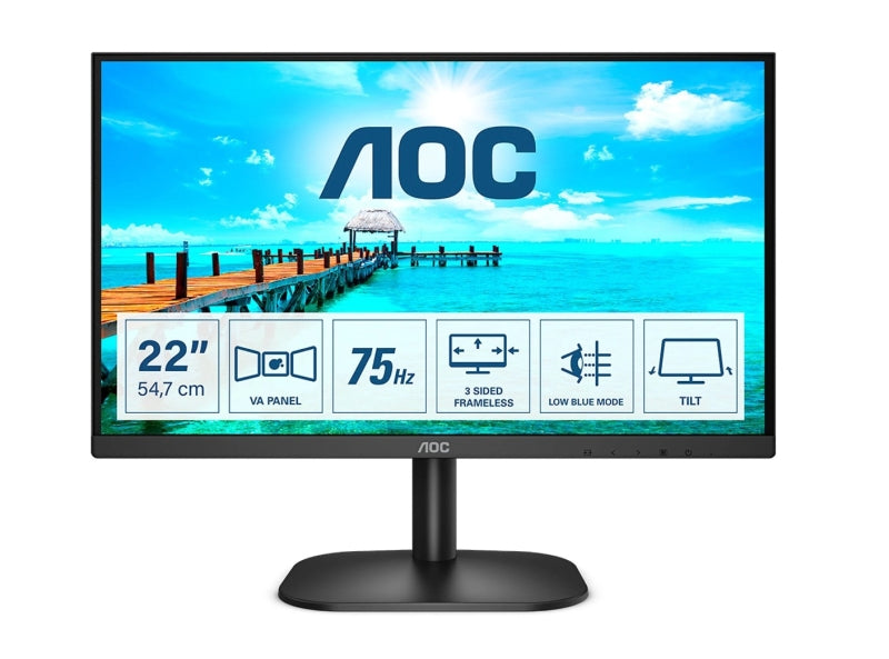 AOC MONITOR LED VA 22" (21.5) 16:9 FHD VGA HDMI 22B2HEU