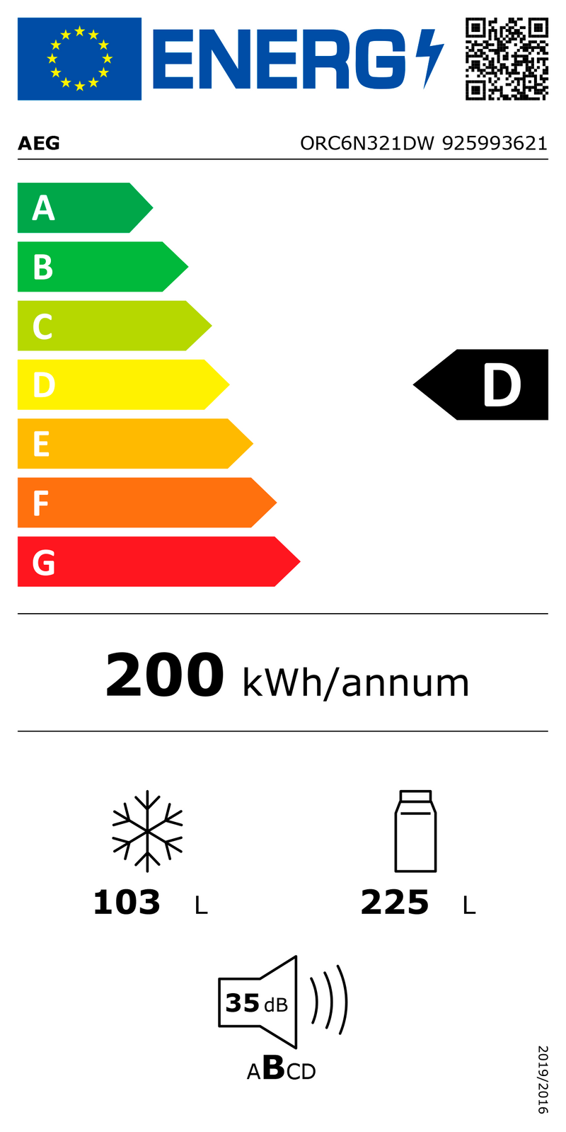 FRIGORIFÍCO COMBINADO AEG ORC6N321DW 186X60 NF BRANCO