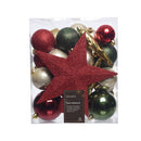 ACESSÓRIOS PARA DECORAÇÃO DE ÁRVORE DE NATAL. CORES: VERDE, DOURA