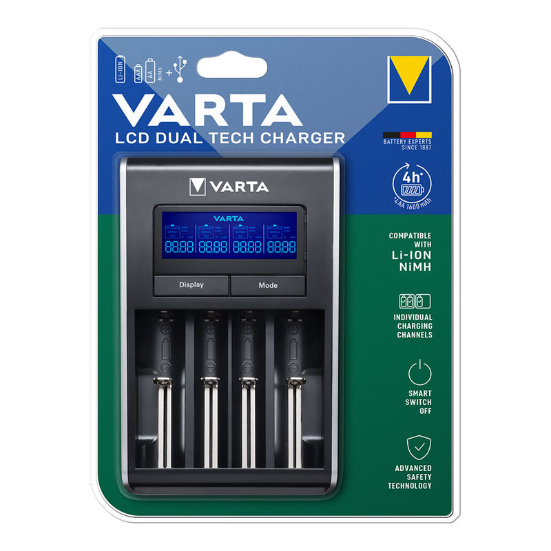 CARREGADOR VARTA LCD DUAL TECH PARA PILHAS LI-ION E NI-MH SEM PIL