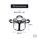 PANELA Ø16X10CM 1,8L INOX COM TAMPA FOODIES BGMP-1504-BK MASTERPR