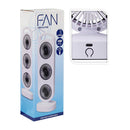VENTILADOR DE MESA RECARREGÁVEL, BRANCO E PRETO, 3 VELOCIDADES, 3
