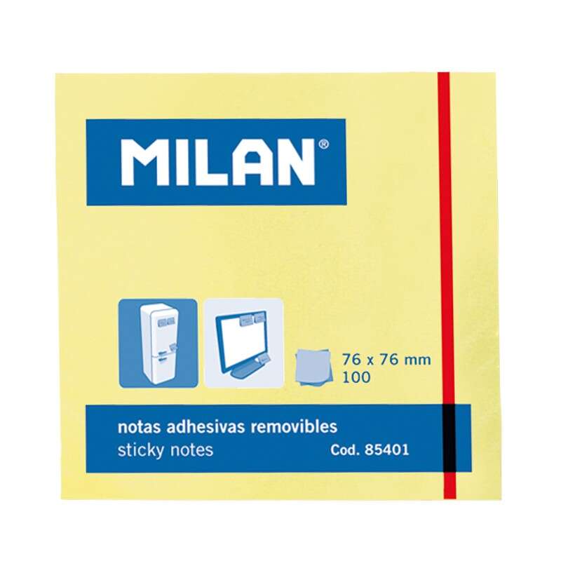 MILAN BLOC DE 100 NOTAS ADHESIVAS - REMOVIBLES - 76MM X 76MM - CO